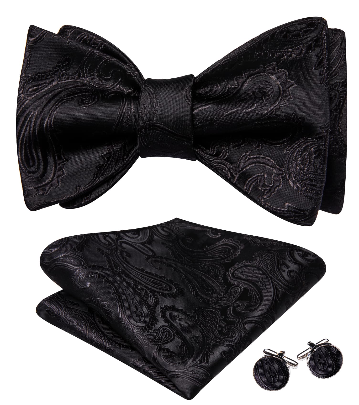 Black Jacquard black bow tie