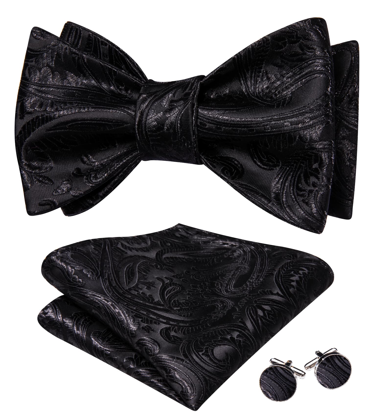 Black paisley bow tie 