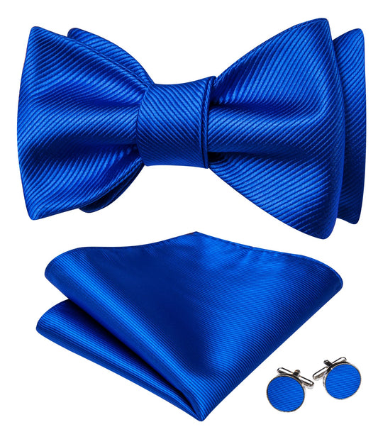 royal blue mens self bow tie set
