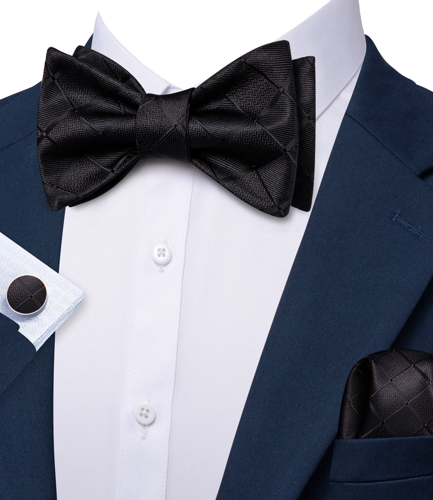 dark Blue suit and whith shirt black bowtie formal 