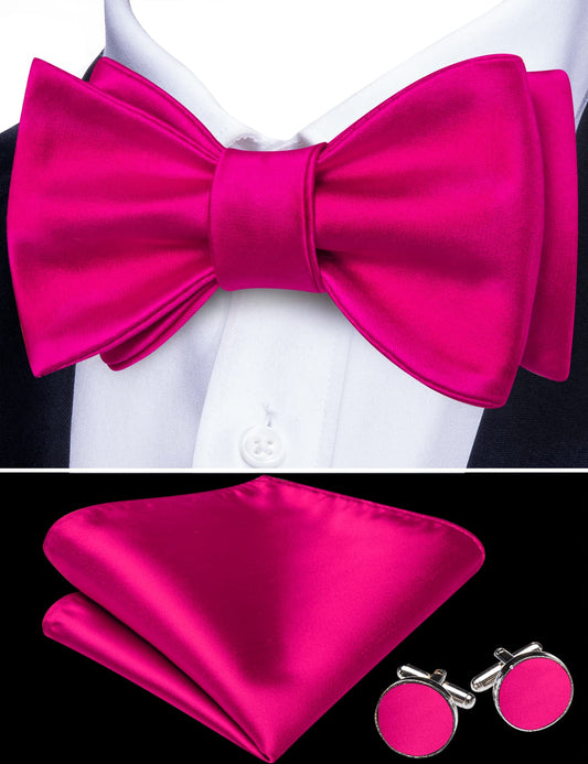 Black suit whiite shirt deep pink self tie bow tie bowties near me