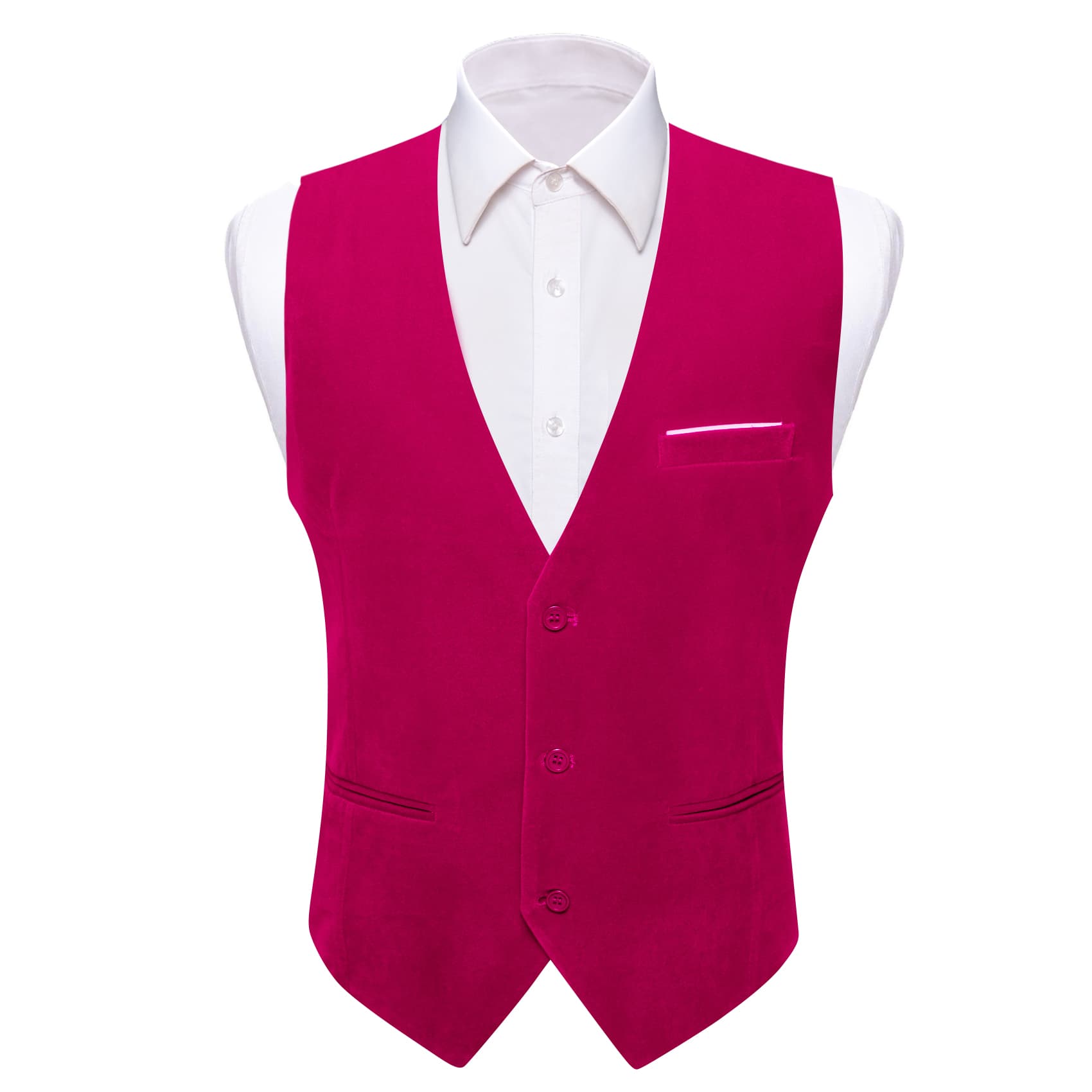 Barry Wang Waistcoat for Men Solid Deep Pink Velvet Vest
