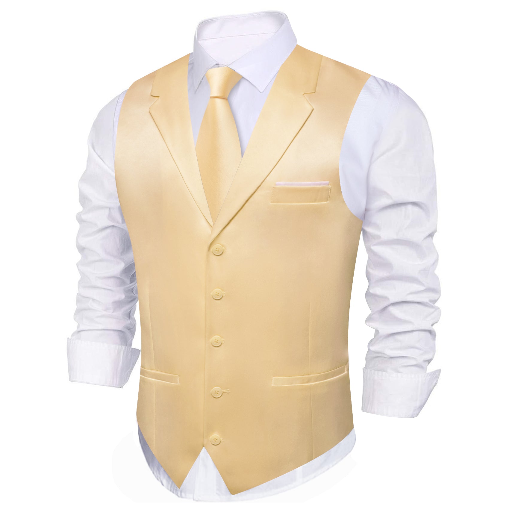 Barry.wang Mist Yellow Solid Vest Waistcoat Set