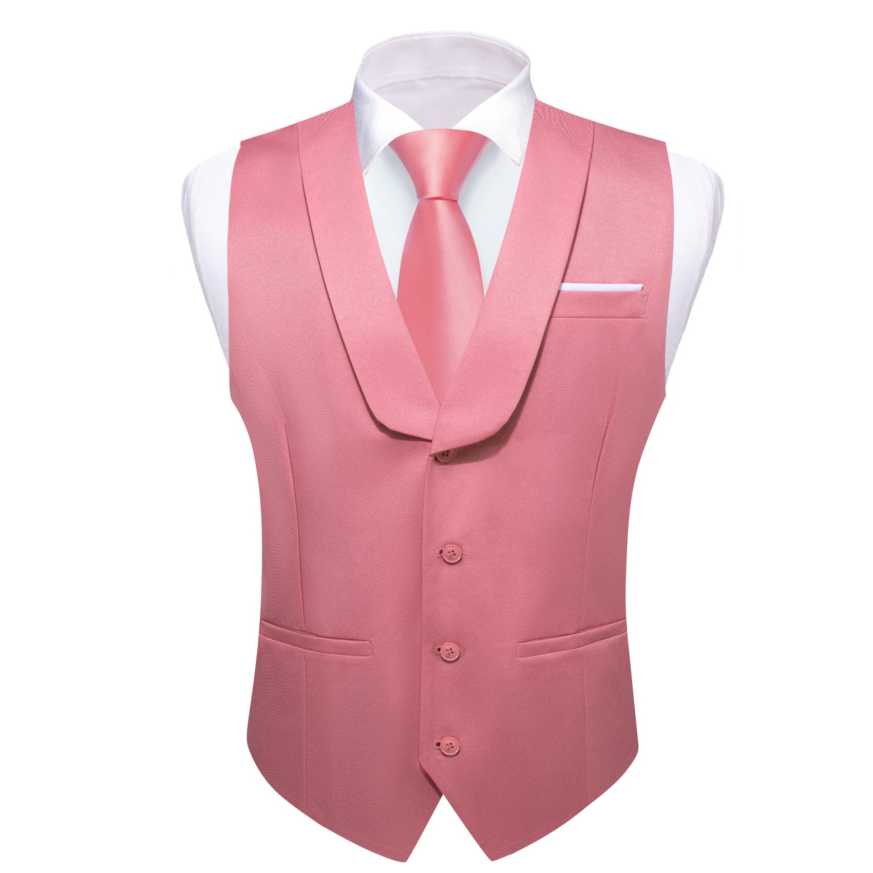 Barry.wang Novetly Pink Solid Vest Waistcoat Set