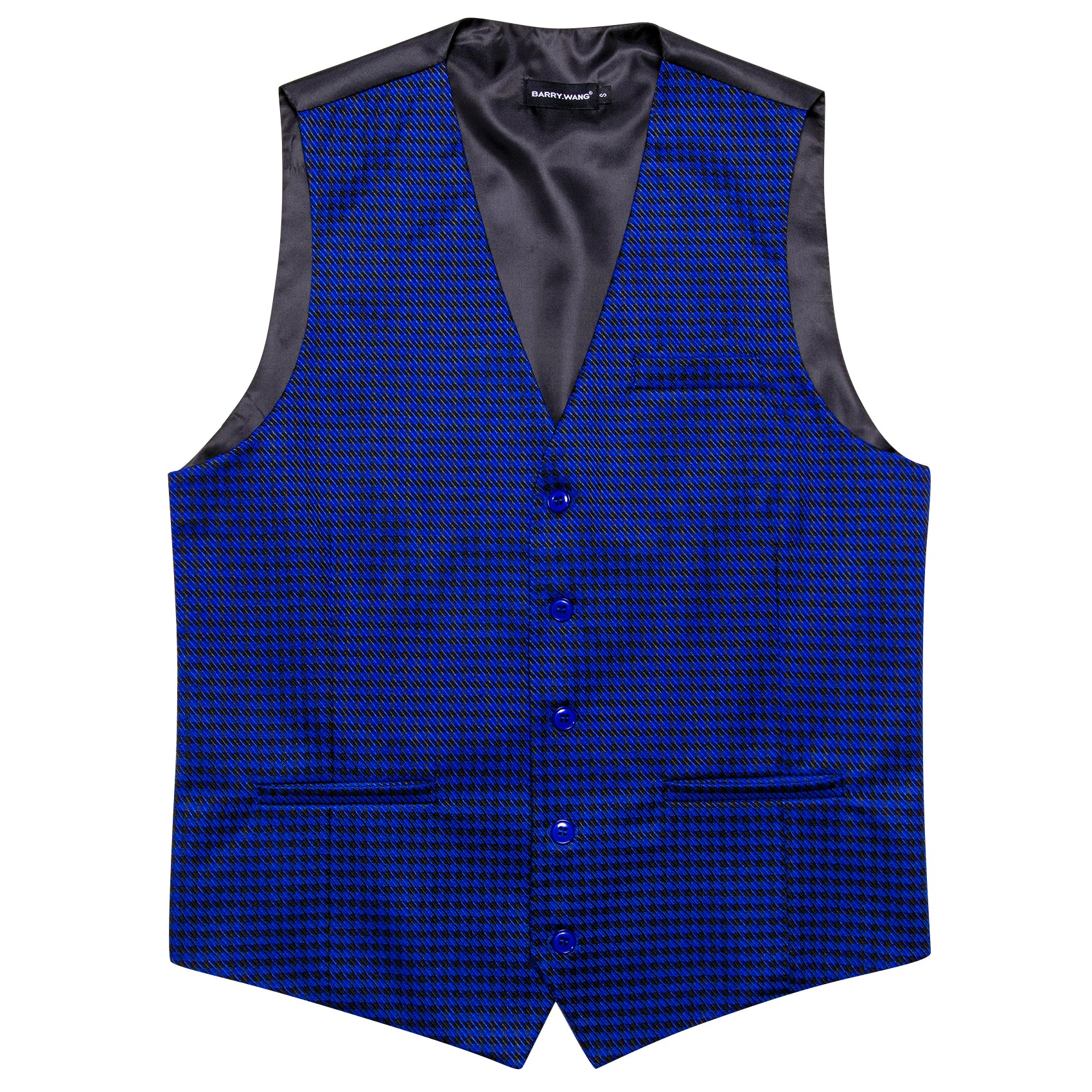 Barry.wang Classy Blue Black Plaid Waistcoat Vest