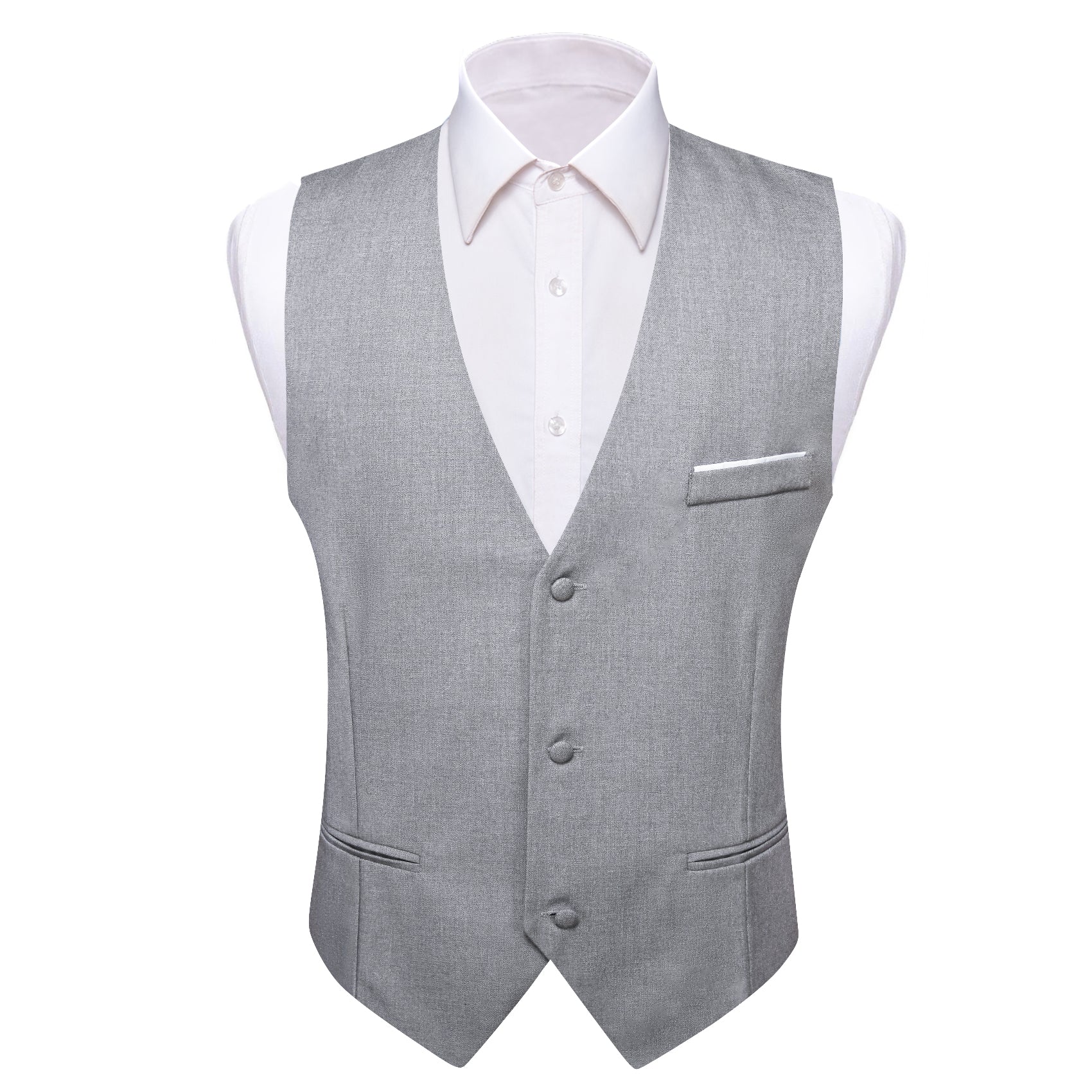 Light Grey Solid Business Suit Silk Vest