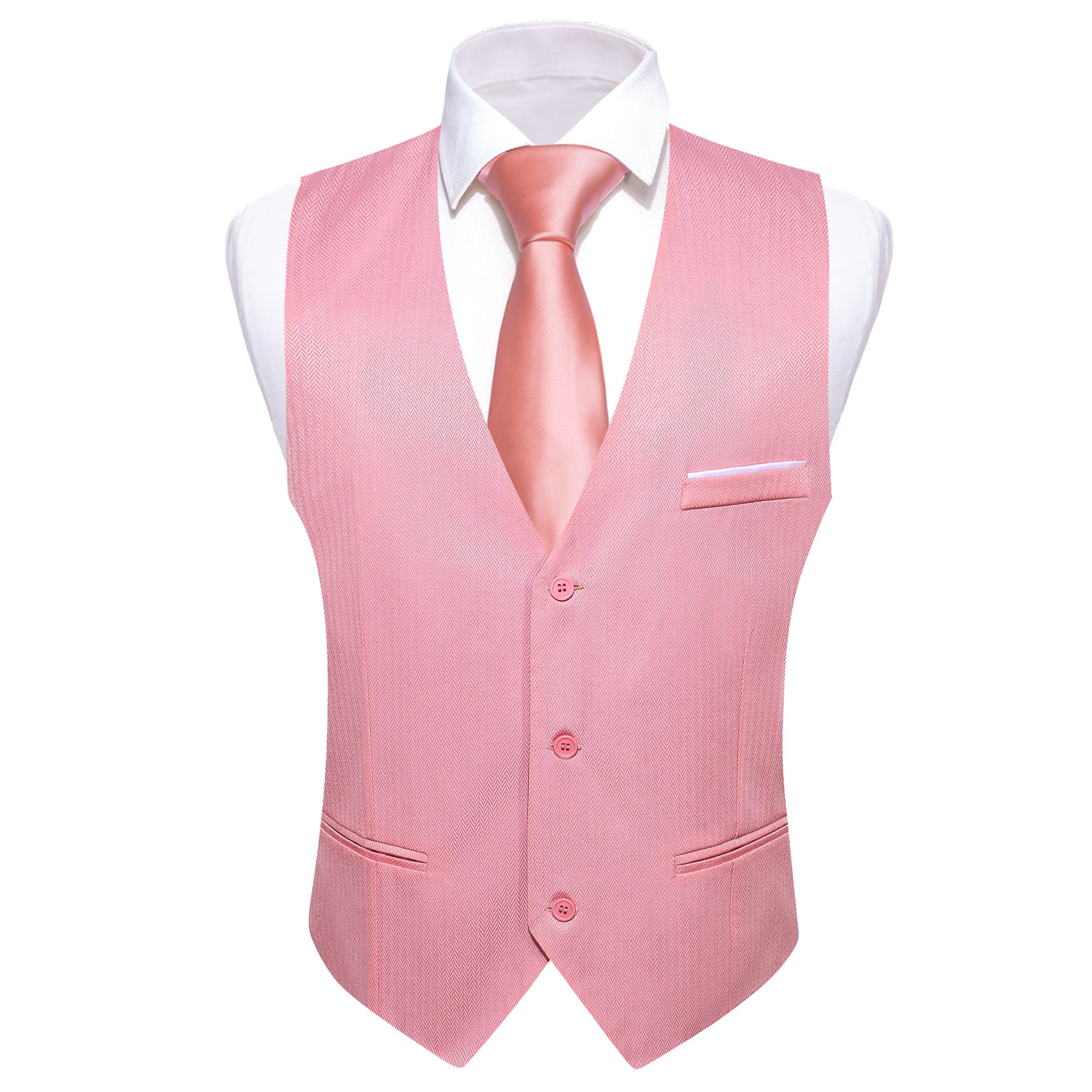 Barry.wang Men's Work Vest Pink Solid Vest Suit Business for Men