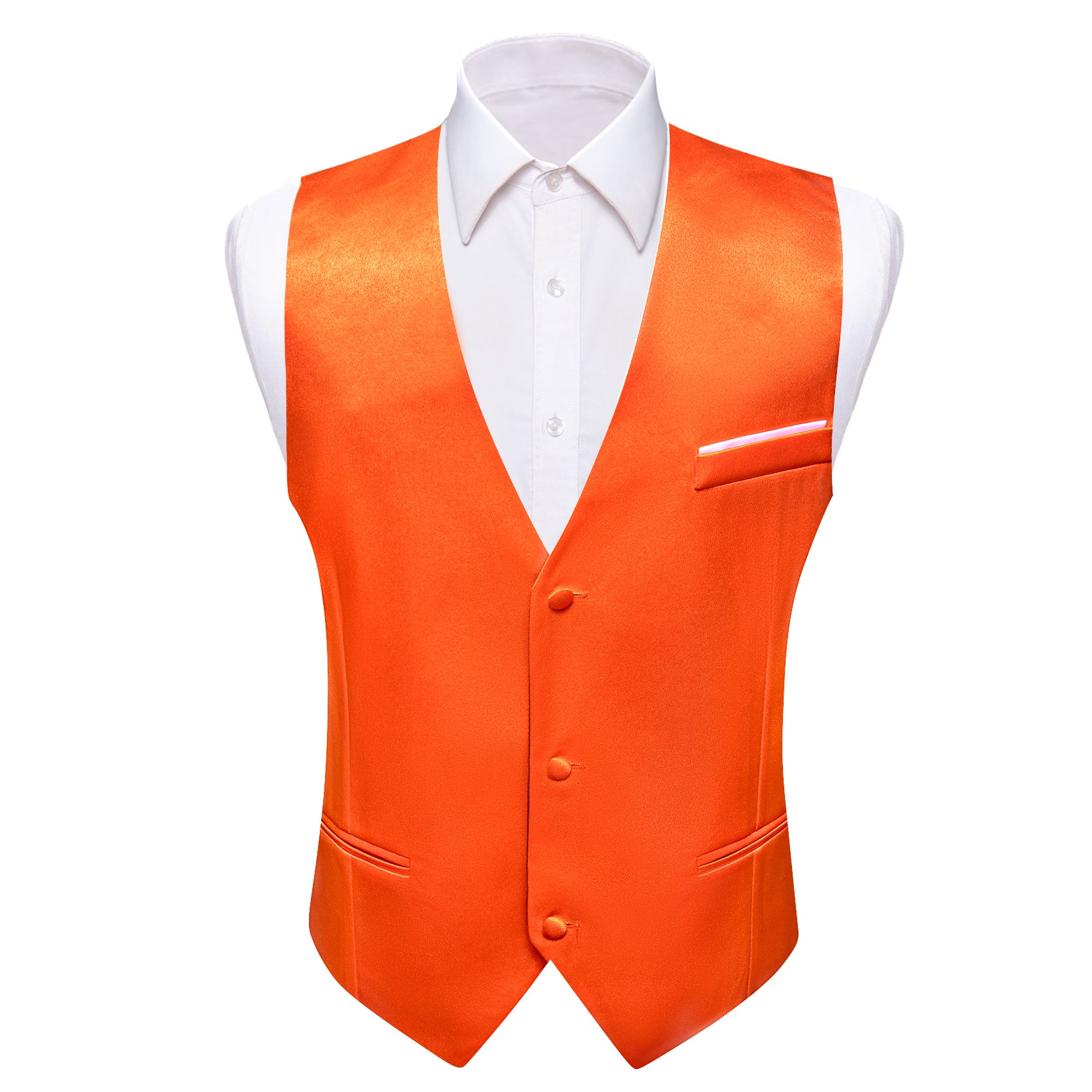 Barry.wang Orange Solid Business Vest Suit