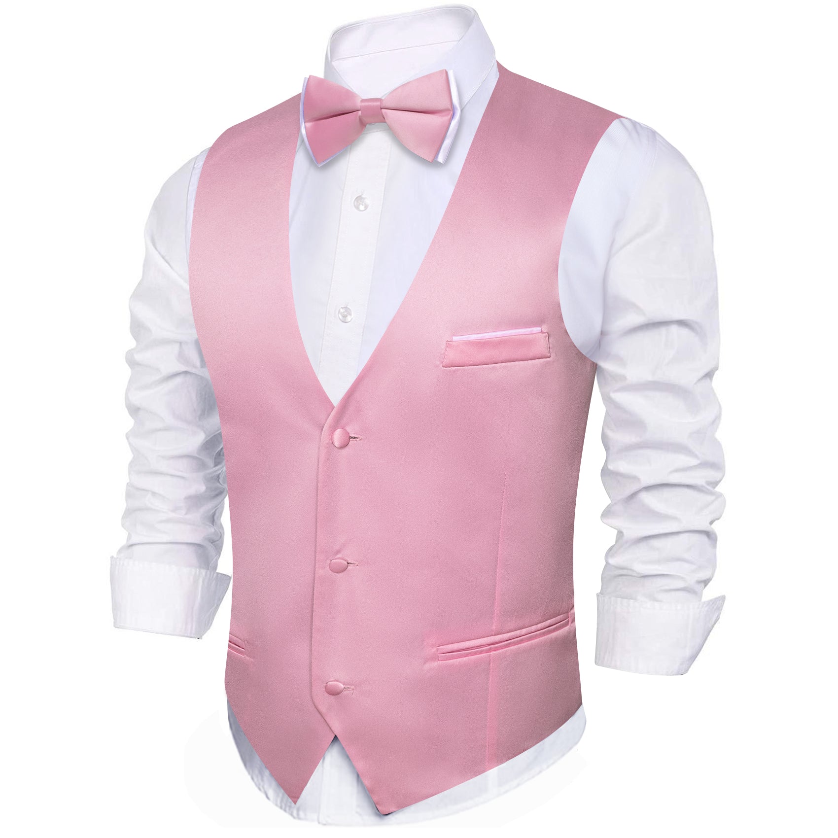 pink dress shirt with bow tie Men's Pink Solid Dress Shirt and Self Tie Bow Tie
