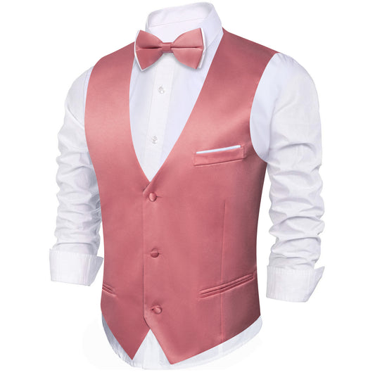 Barry. Wang Rose Gold Vest Suit 4PCS Formal Vest Bowtie Hanky Cufflinks Set for Prom