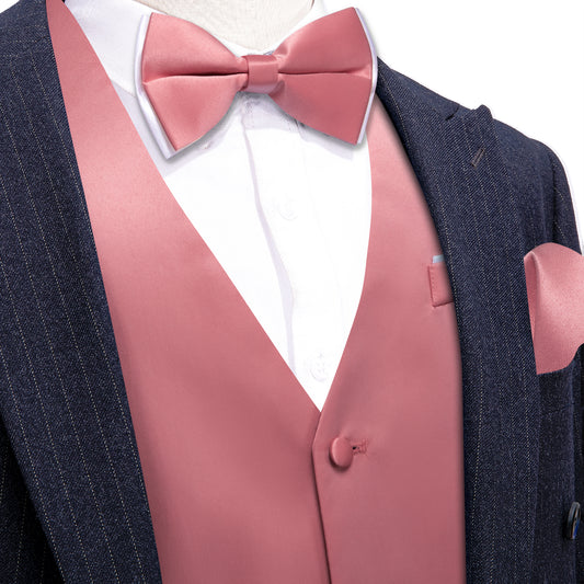 Barry. Wang Rose Gold Vest Suit 4PCS Formal Vest Bowtie Hanky Cufflinks Set for Prom