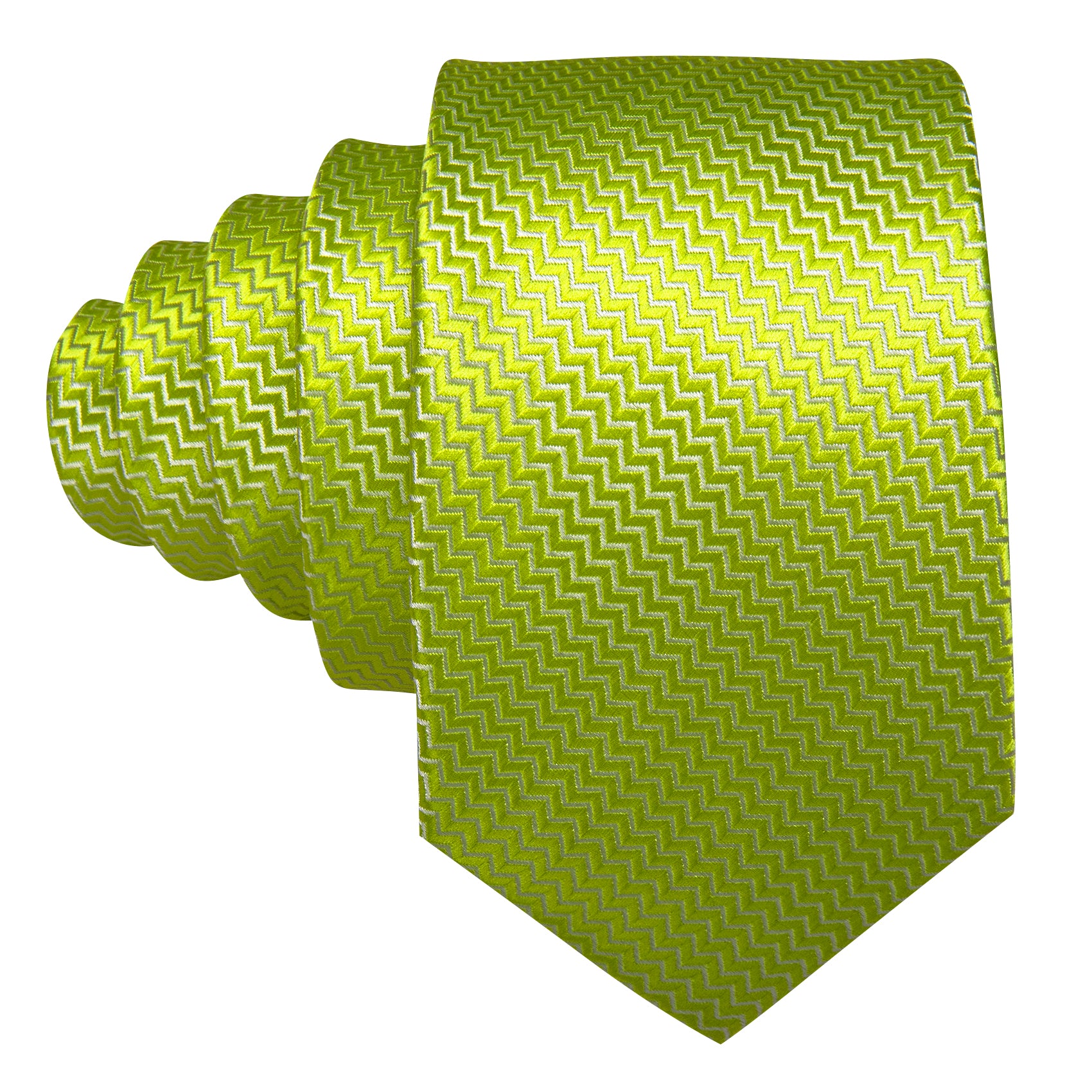 Citron Curve Silk 63 Inches Extra Long Tie Hanky Cufflinks Set