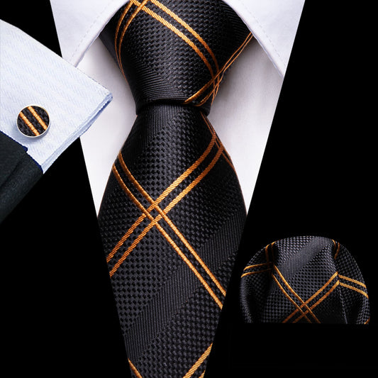 barry wang black tie gold lines
