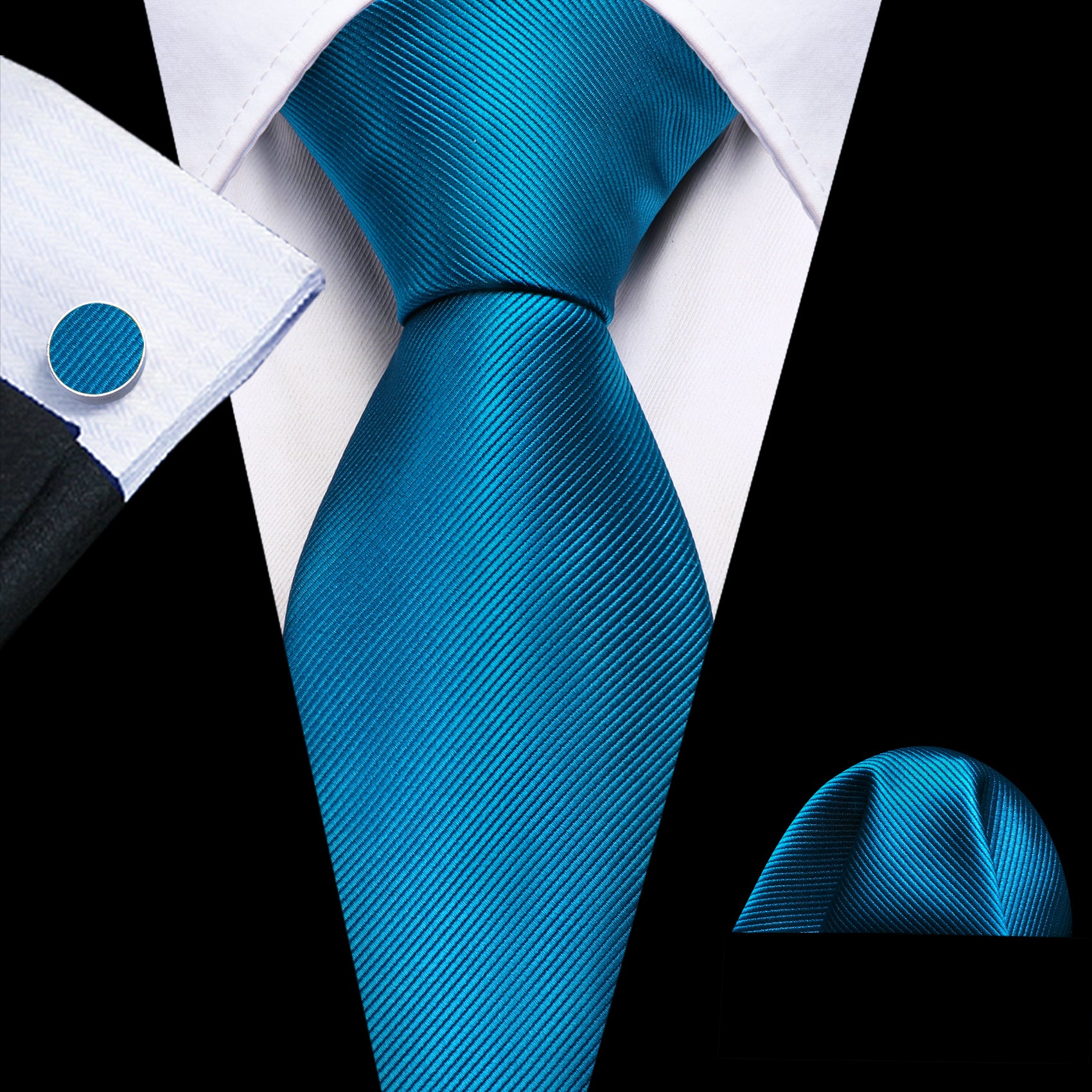 Black Suit gray blue tie