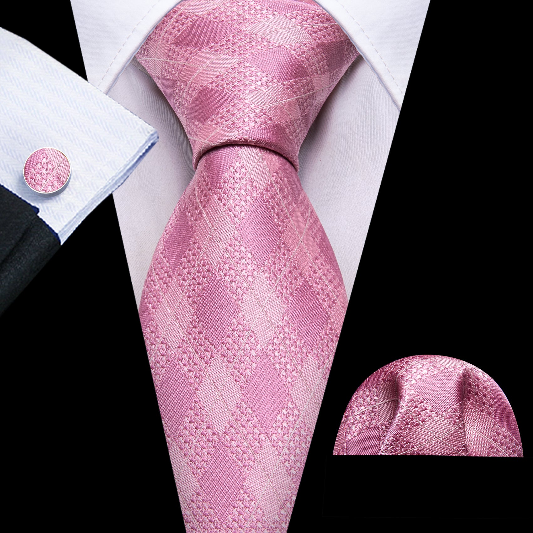 Pink Plaid Silk Necktie