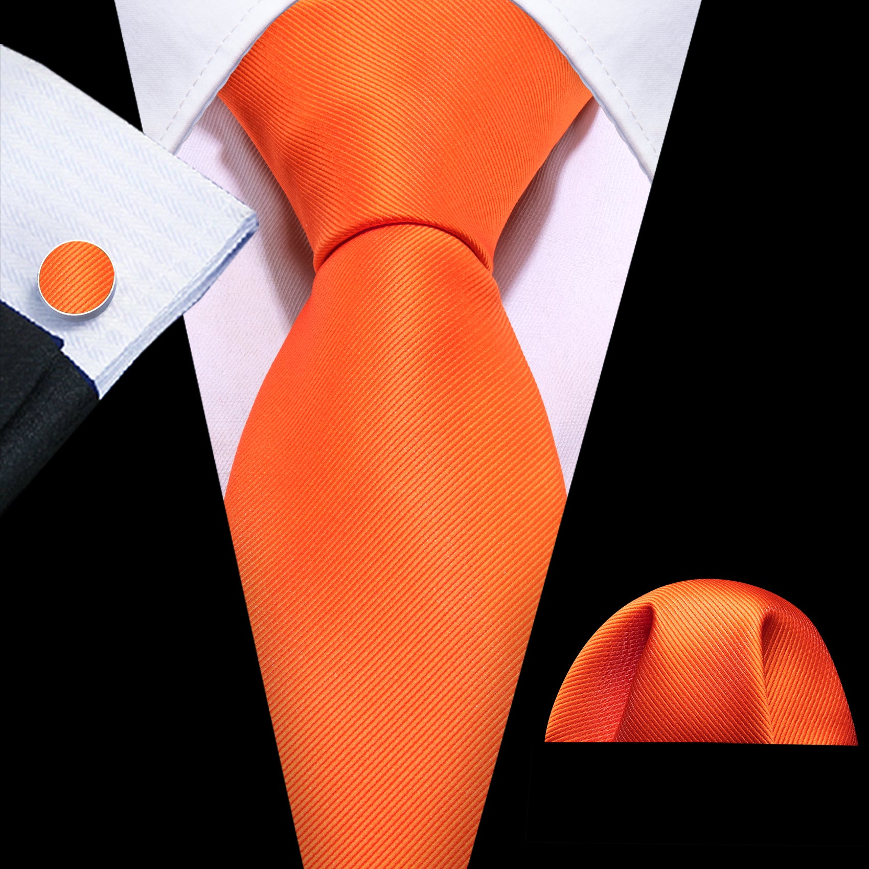 Orange Tie Woven Solid Silk Tie