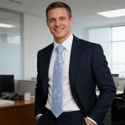 Barry. Wang Icy Blue Necktie Men Paisley Silk Tie Handkerchief Cufflinks Set