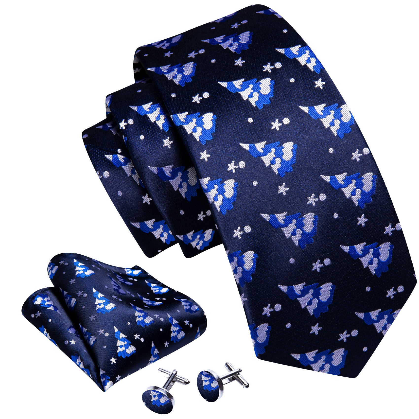 Blue white pattern christmas necktie for men