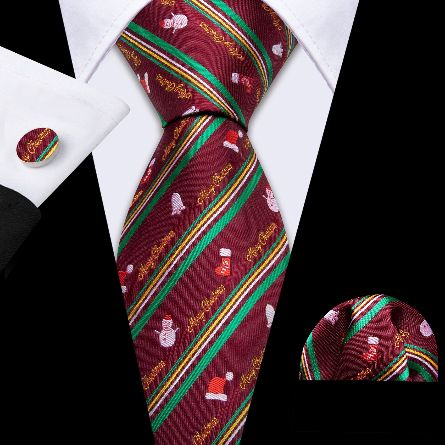 Christmas Tie Claret Xmas Santa Claus Pattern Men's Tie