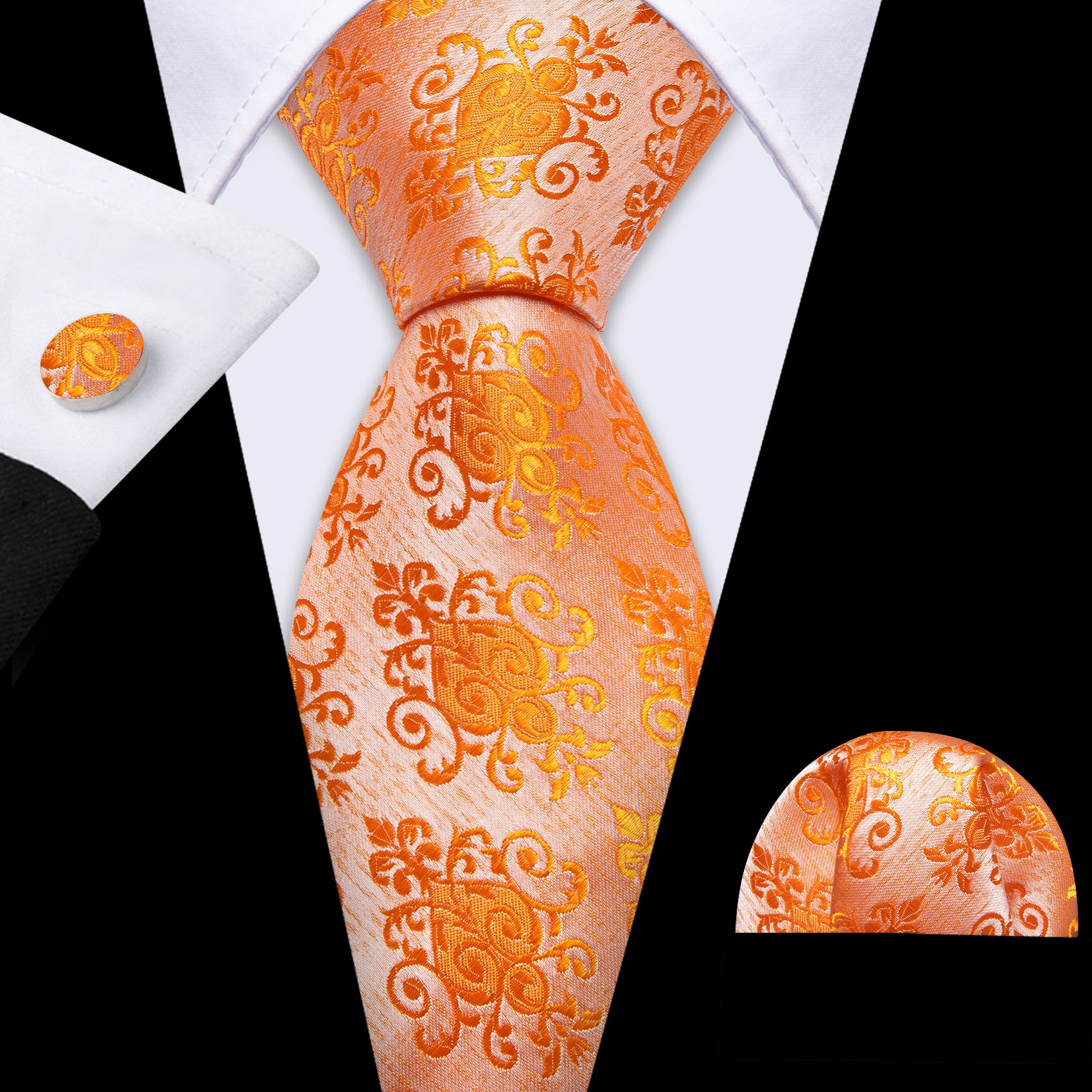 orange floral tie
