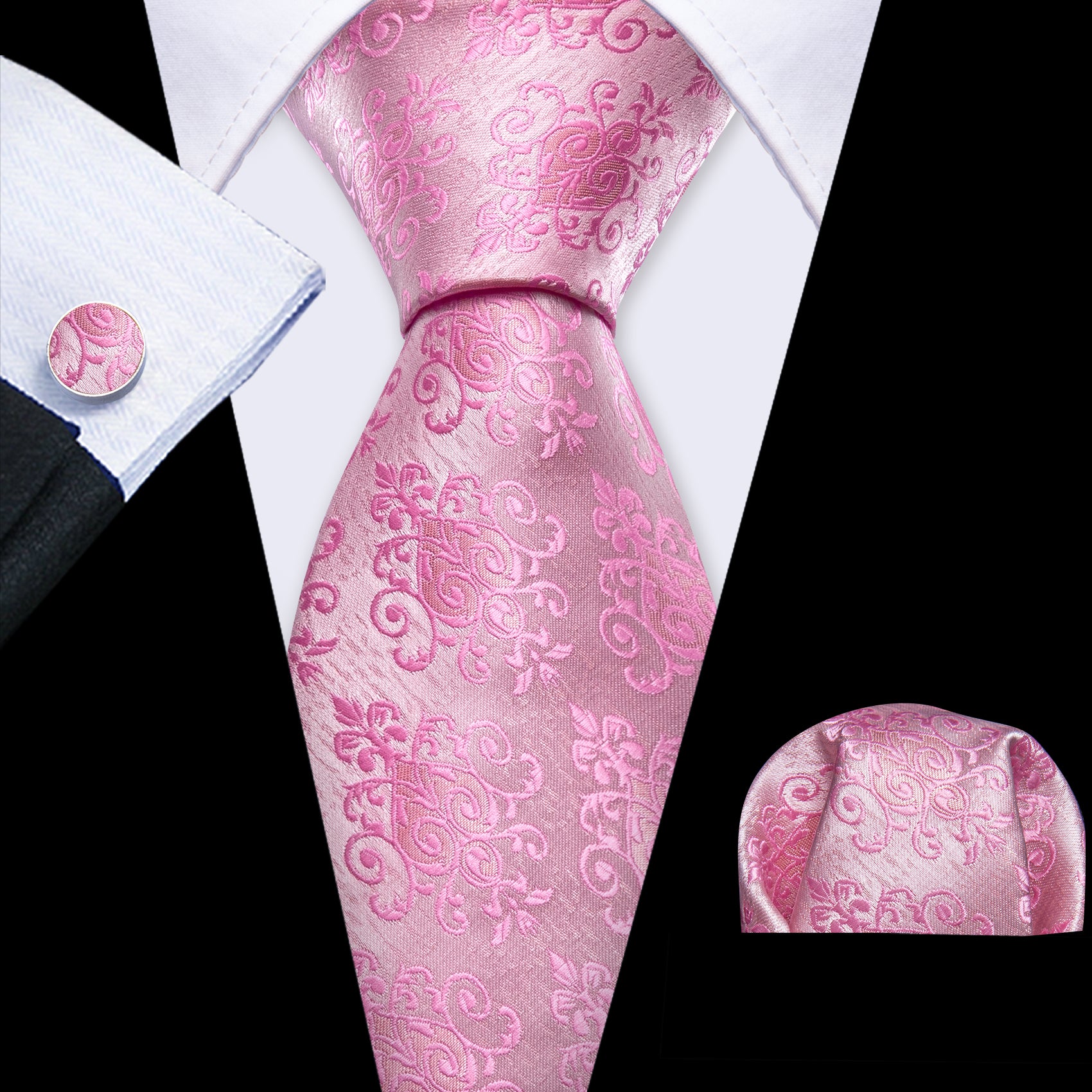  Pink Floral Silk Tie