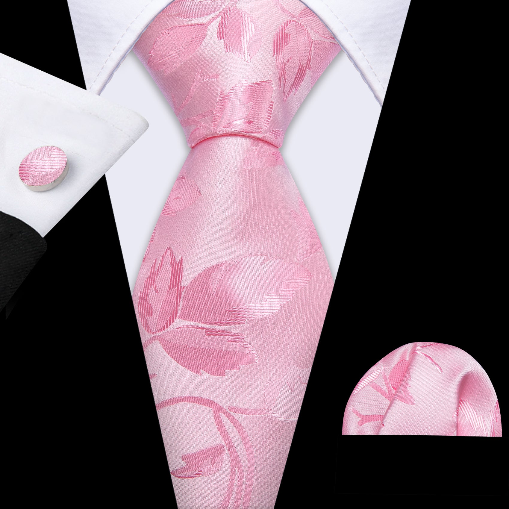 Pink Leaf Floral Silk Tie