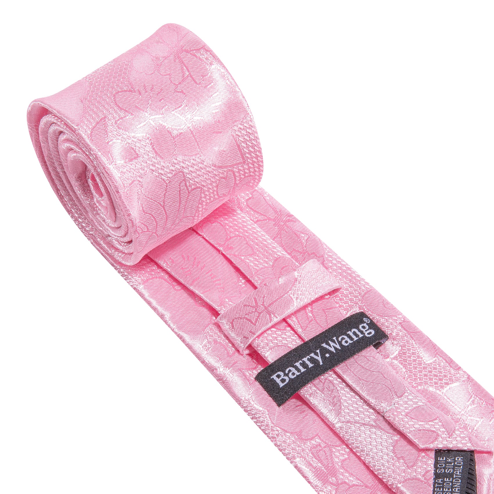 Bright Pink Flower Silk Tie Handkerchief Cufflinks Set
