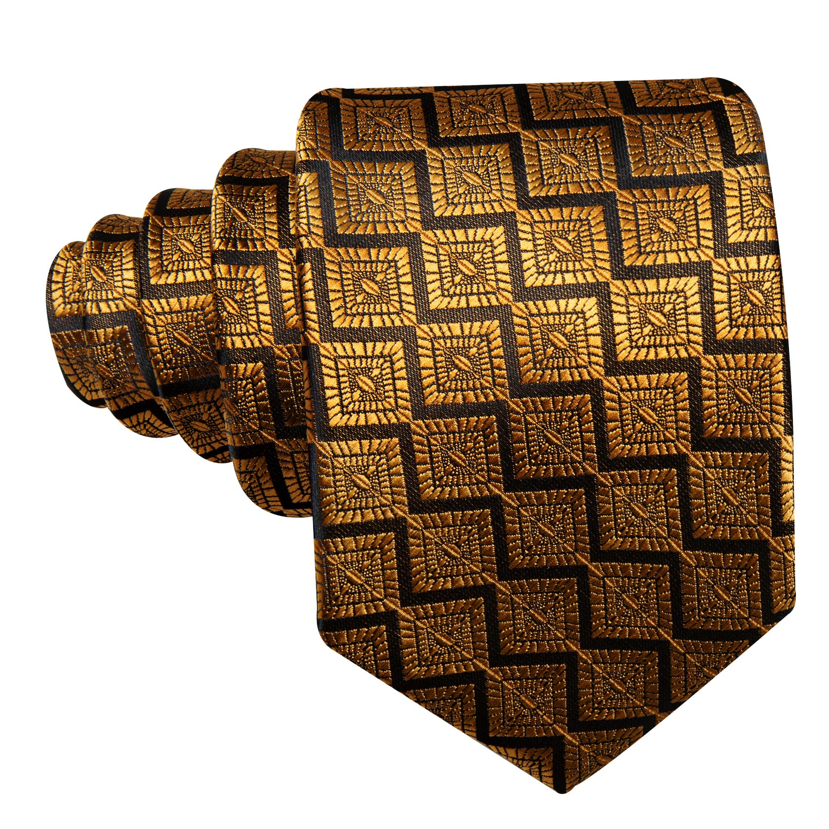 Black Tie Gold Jacquard Novelty Necktie Men's Tie Set