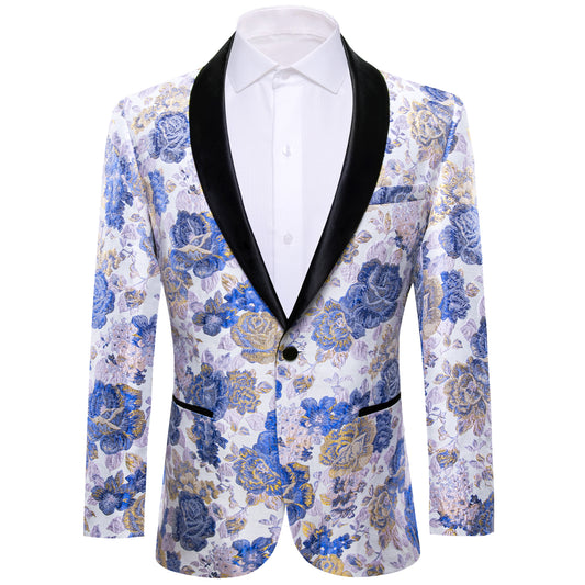 blue and white suit
