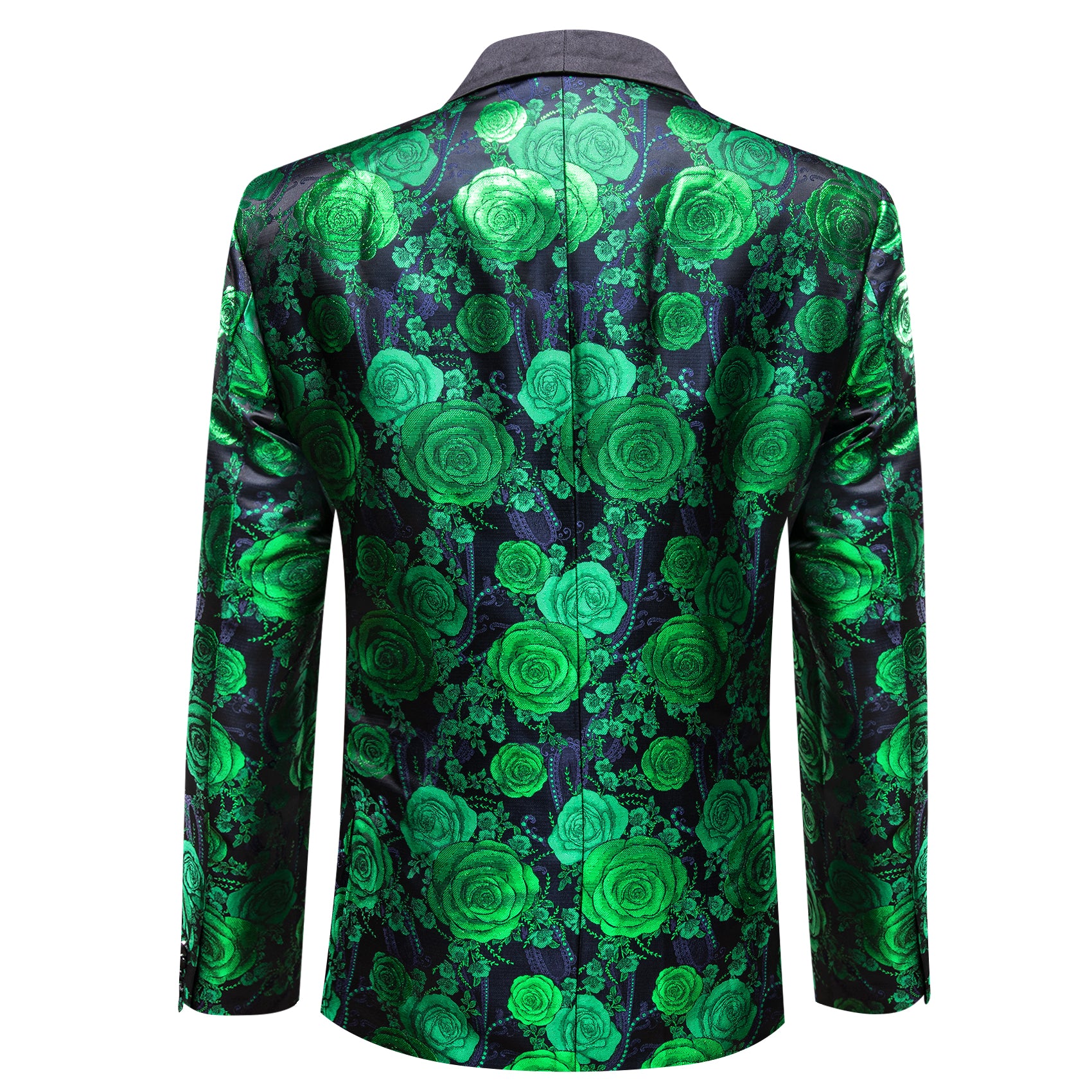 Barry.wang Men's Suit Green Blue Flower Shawl Collar Suit Jacket