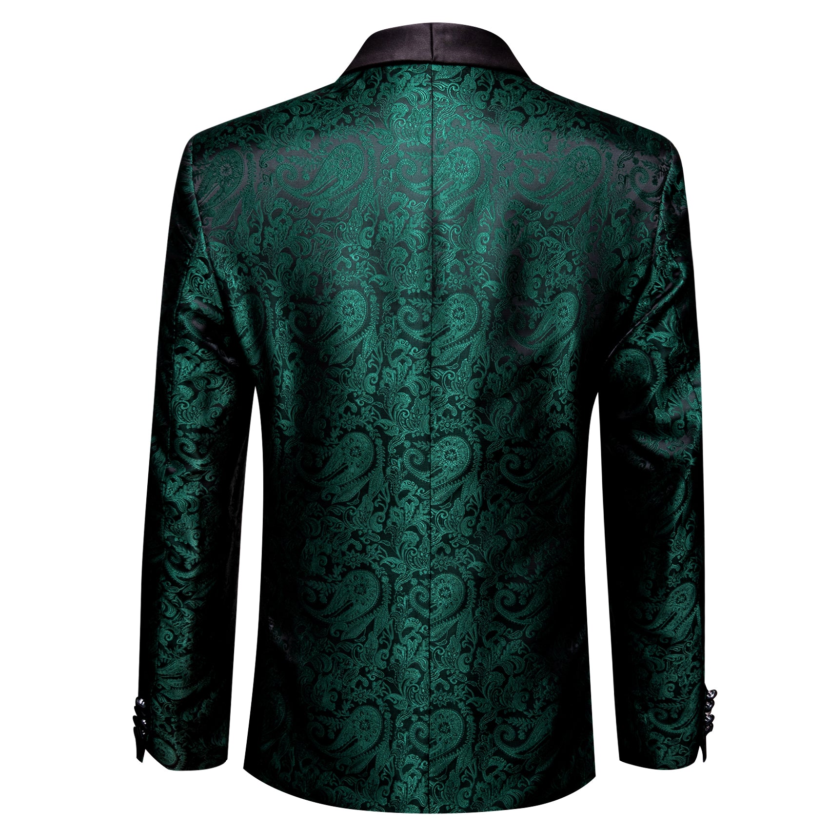 Men's Dress Black Green Paisley Suit Jacket Slim One Button Stylish Blazer