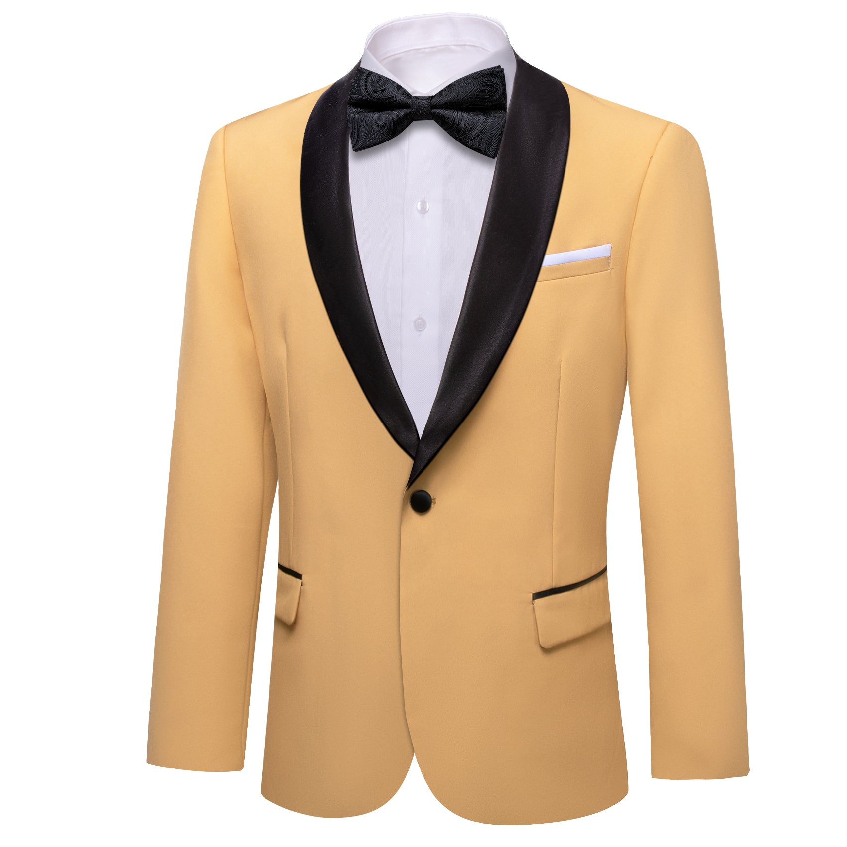 Men's Dress Gold Yellow Solid Suit Jacket Slim One Button Stylish Blazer