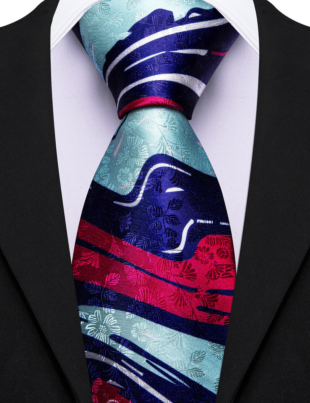Barry. Wang Silk Printed Ties for Men Blue Red Novelty Neck Tie