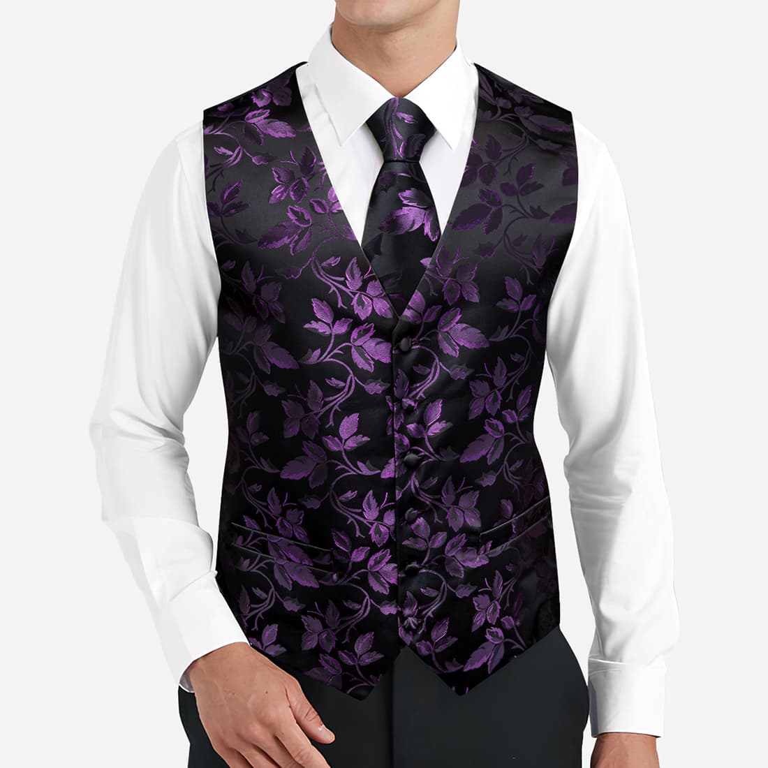 Barry Wang Red And Black Suit Vest Barry Wang Men's Black Purple