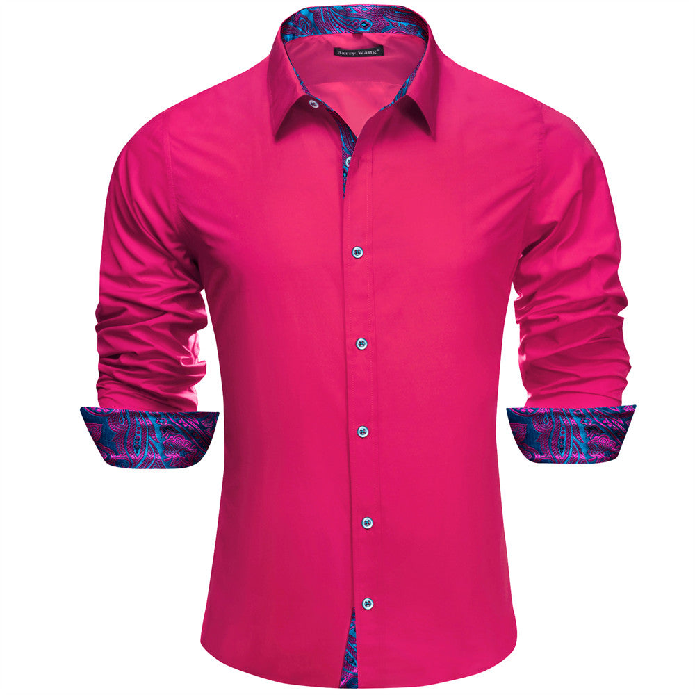 Barry Wang Dress Shirt Pink Patchwork Long Sleeve Collared Shirt Men Barry. Wang Barry Wang Dress Shirt Pink Patchwork Long Sleeve Collared Shirt Men Barry. Wang
