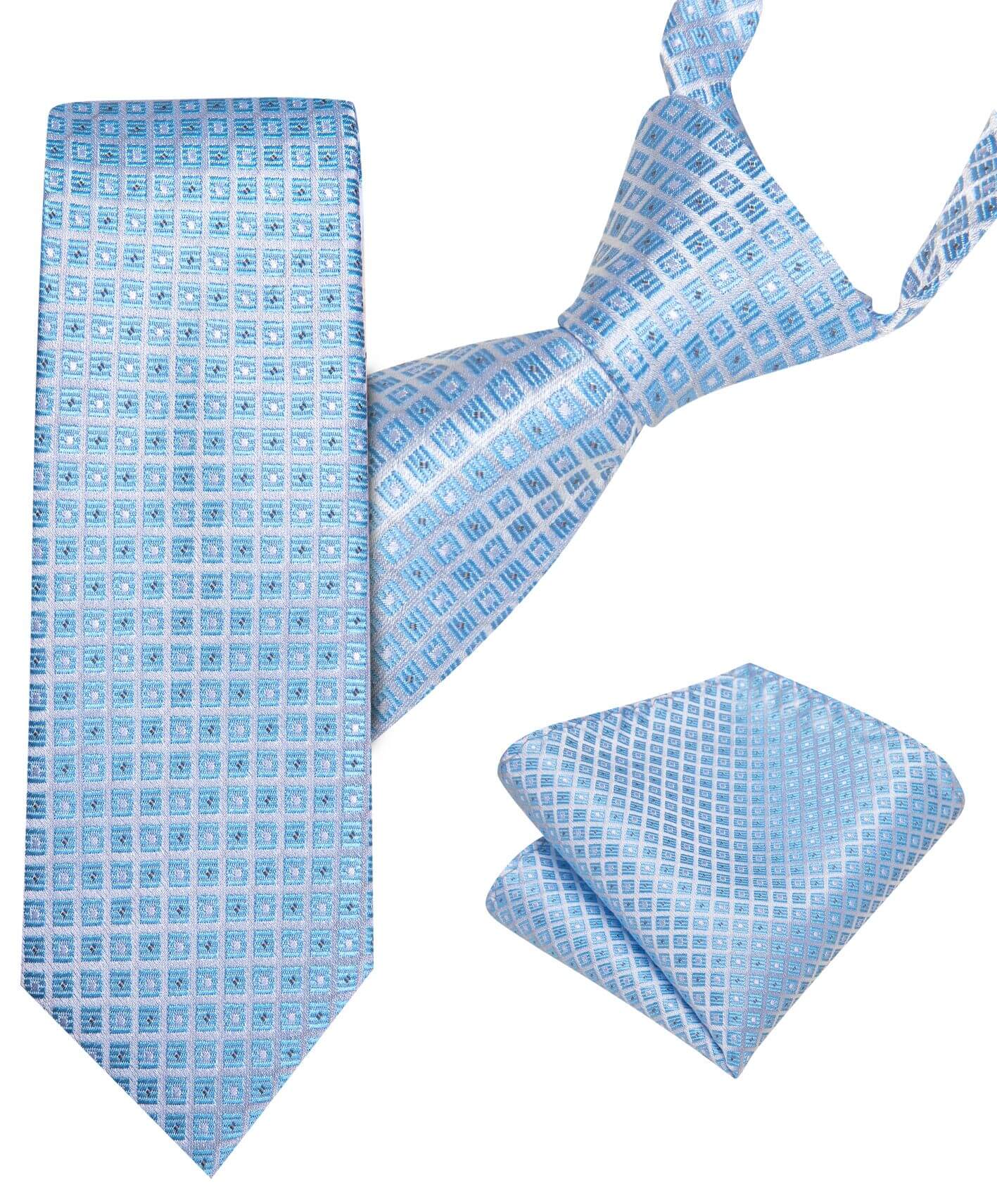 Baby Blue Jacquard Plaid Children's Tie
