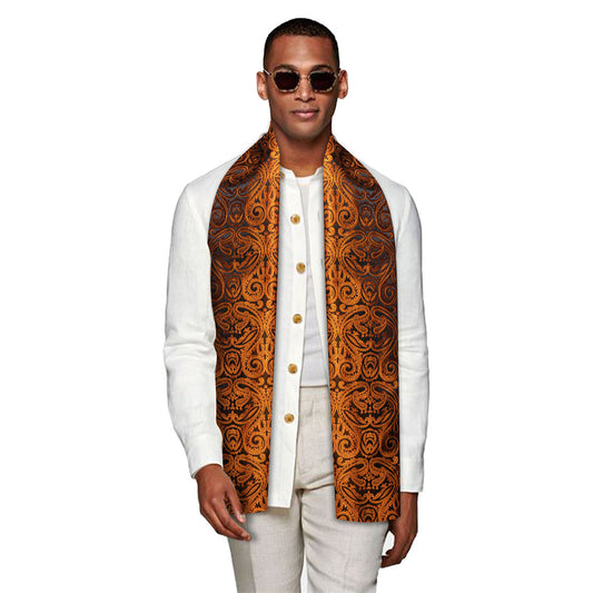 Barry. Wang Silk Gold Floral Scarf Accessory for Men