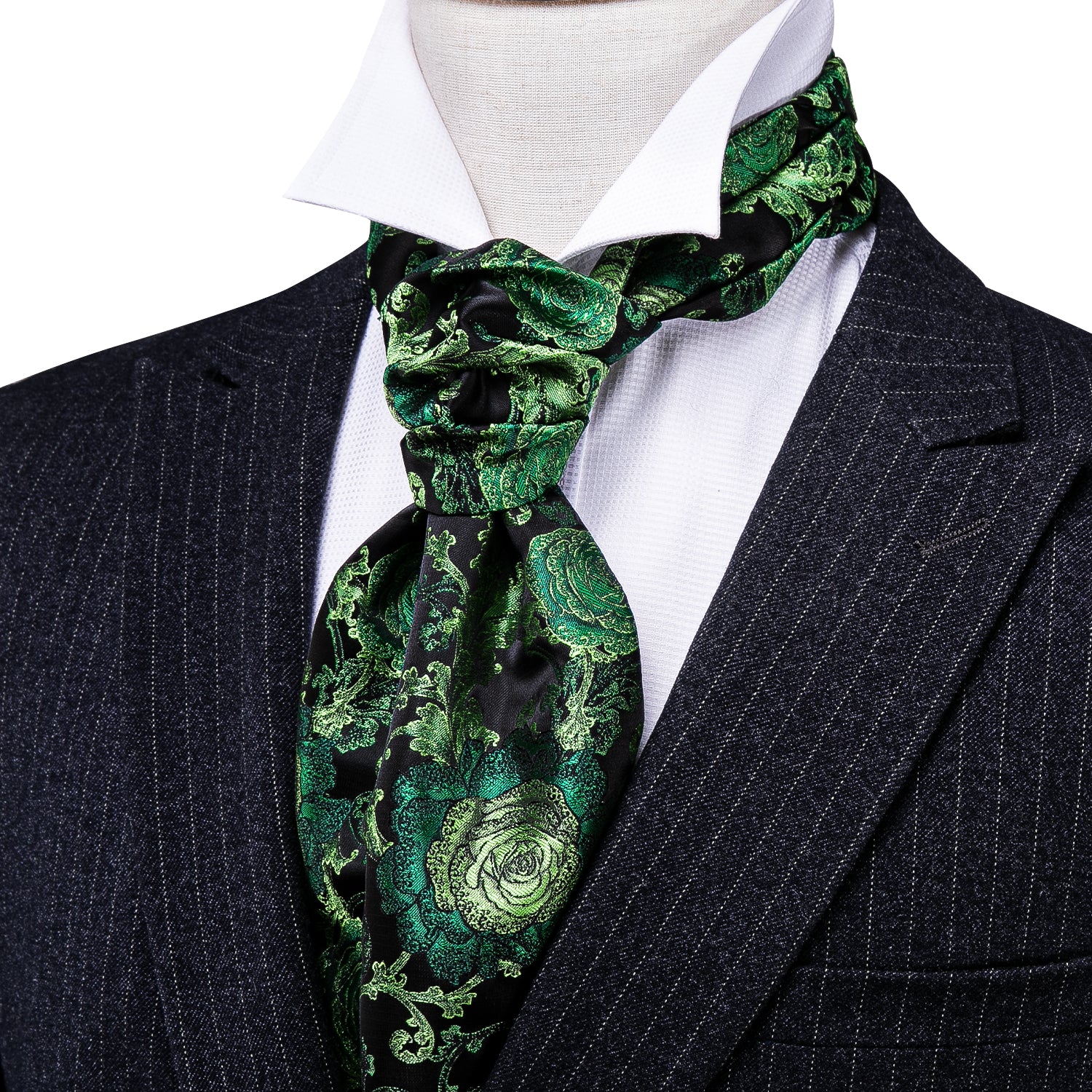 Barry. Wang Emerald Green Floral Ascot For Men Self NeckTie Dinner Sil Barry. Wang Emerald Green Floral Ascot For Men Self NeckTie Dinner Sil