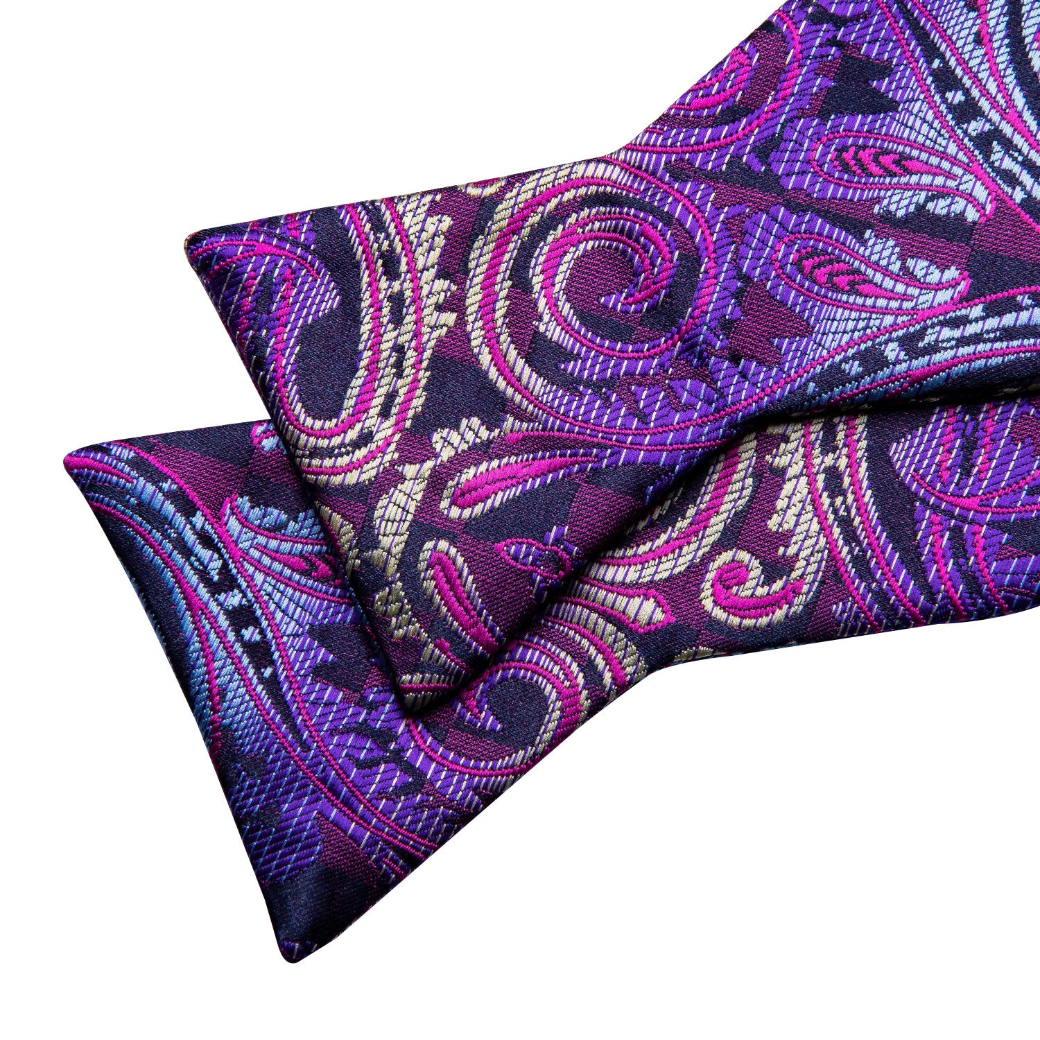 Purple Floral Self Tie Bow Tie Hanky Cufflinks Set