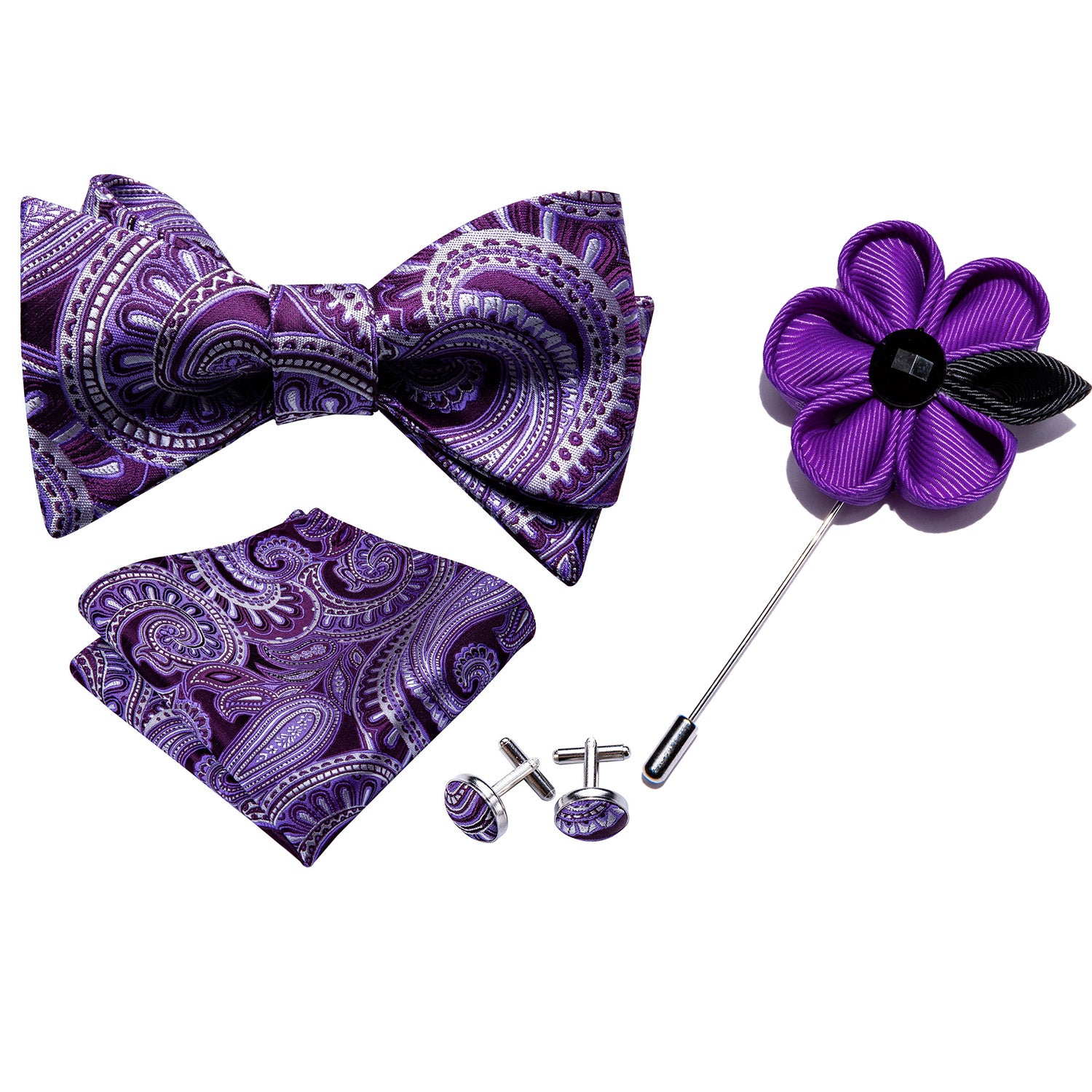 Purple Tie Paisley Self Tie Bow Tie 