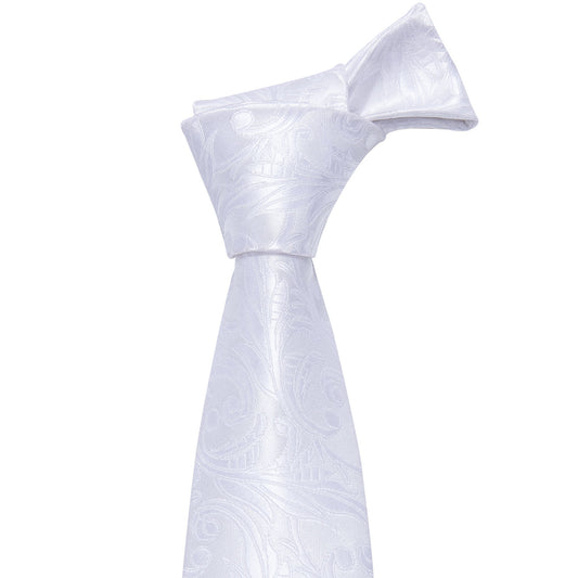 Barry. Wang Silver White Floral Tie Pocket Square Cufflinks Set