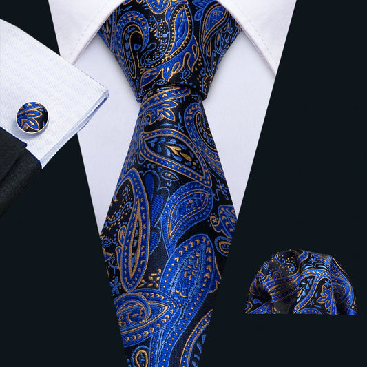 blue skinny tie Paisley Necktie blue suit necktie