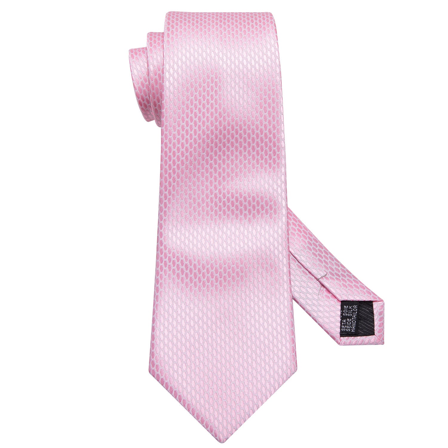 Pink Solid Tie Pocket Square Cufflinks Set