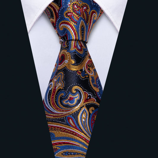navy patterned tie Black suit for men