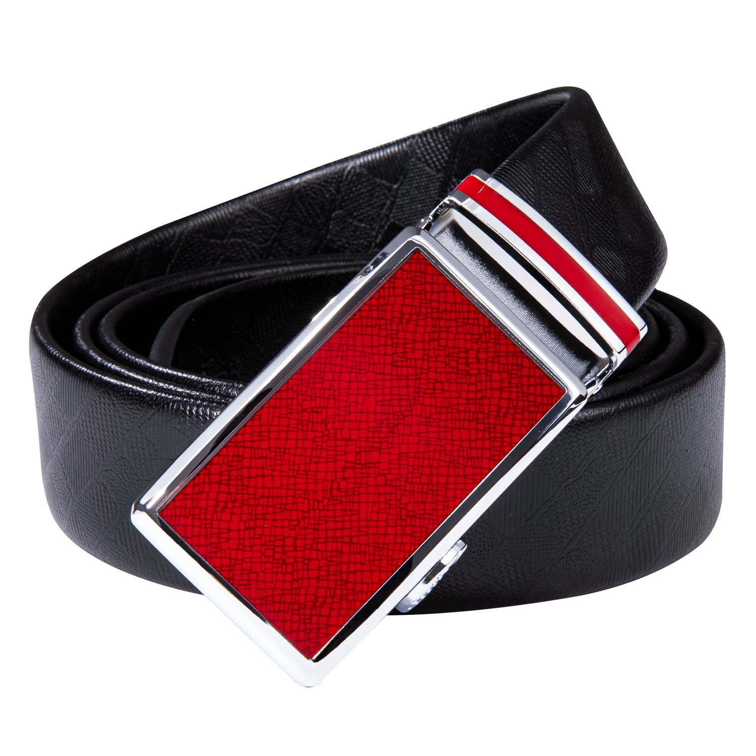 Luxury Red Plaid Metal Buckle Genuine Leather Belt 110cm-160cm