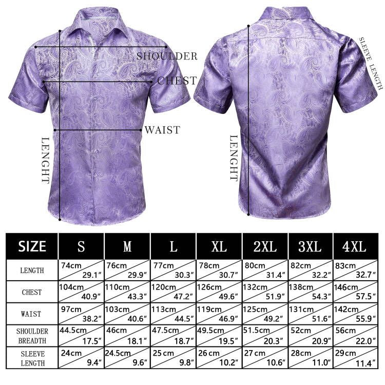 new fashion mens shirts size chart