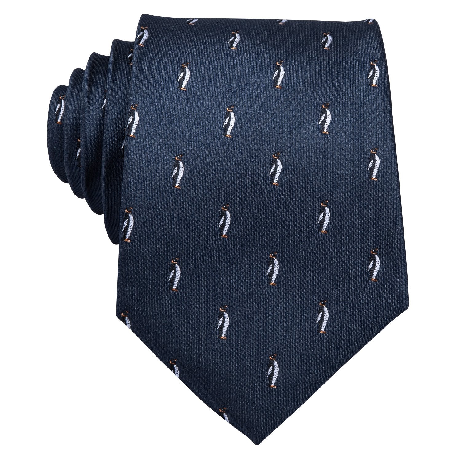 Penguin Blue Novelty Silk Men's Tie Hanky Cufflinks Set - barry-wang