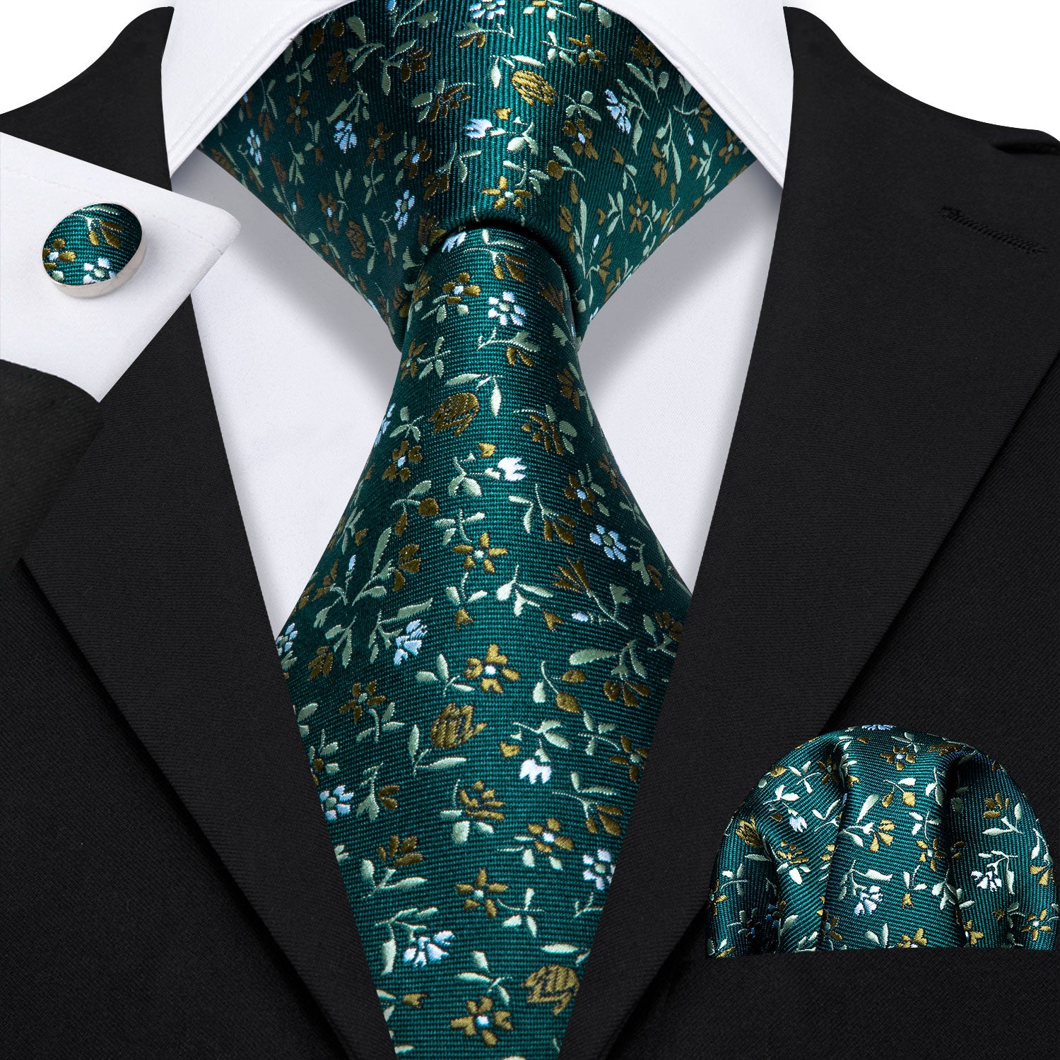 Olive Green Small Floral Tie