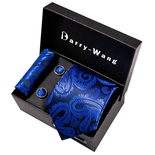 navy blue necktie gem blue paisley necktie with necktie gift box set