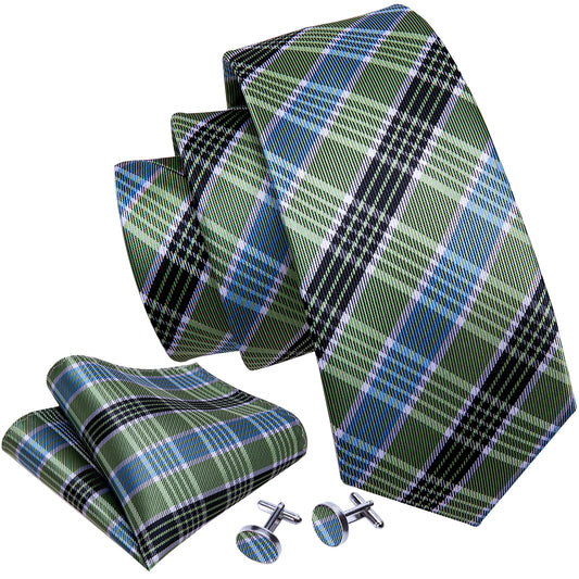 Bue Black Green Necktie